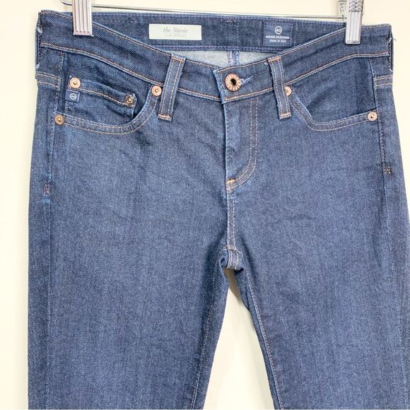 AG Adriano Goldschmied The Stevie Slim Straight Dark Wash 25R - Picture 2 of 10